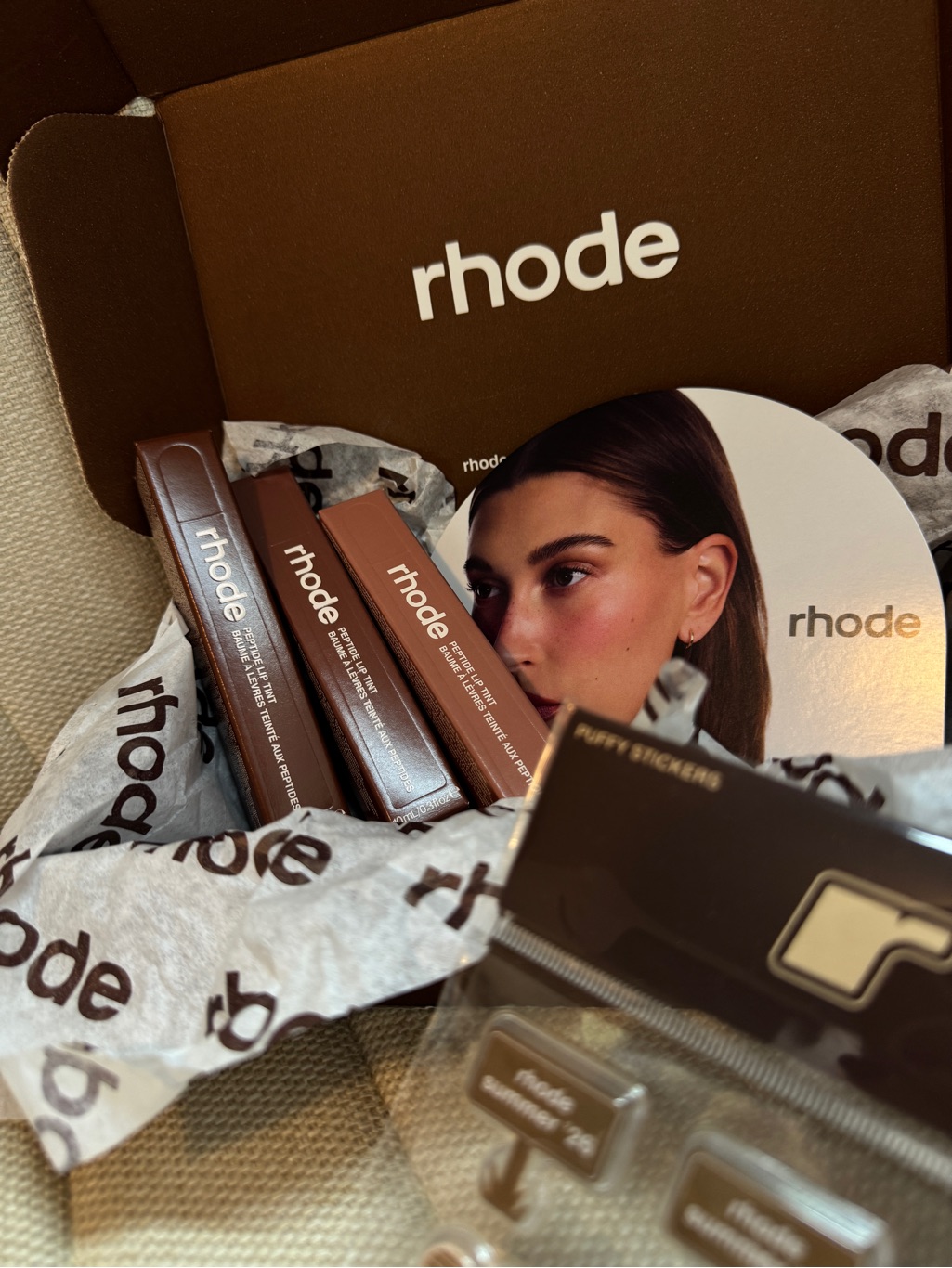 Rhode Summer 26 Limited Edition Peptide Lip Tint Trio & Stickers/Brown Box